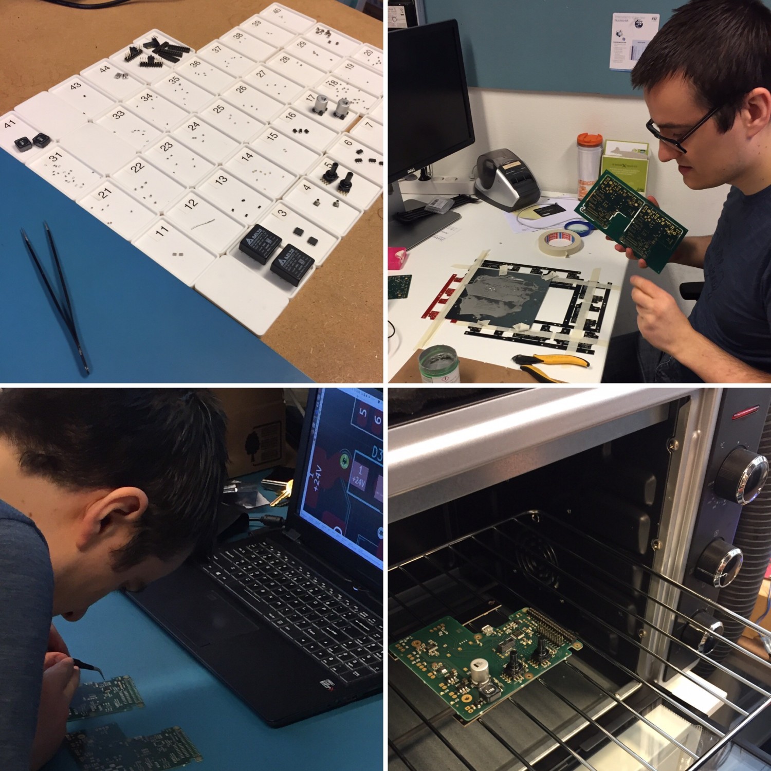 Handmatige assemblage van de AIROne printplaten: componenten sorteren, plaatsen, solderen en reflow