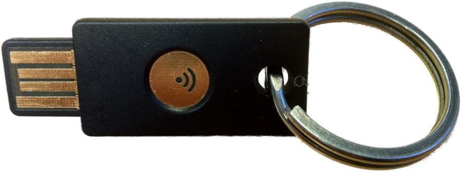 Een hardware-sleutel aan een sleutelring